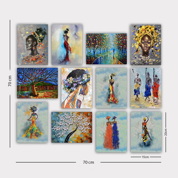 Wallity Set de 12 Cuadros Decorativos MDF Multicolor 20 x 15 cm Wallity Set de 12 Cuadros Decorativos MDF Multicolor 20 x 15 cm
